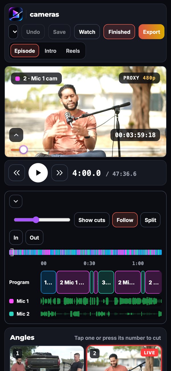 The episode editor on an iPhone